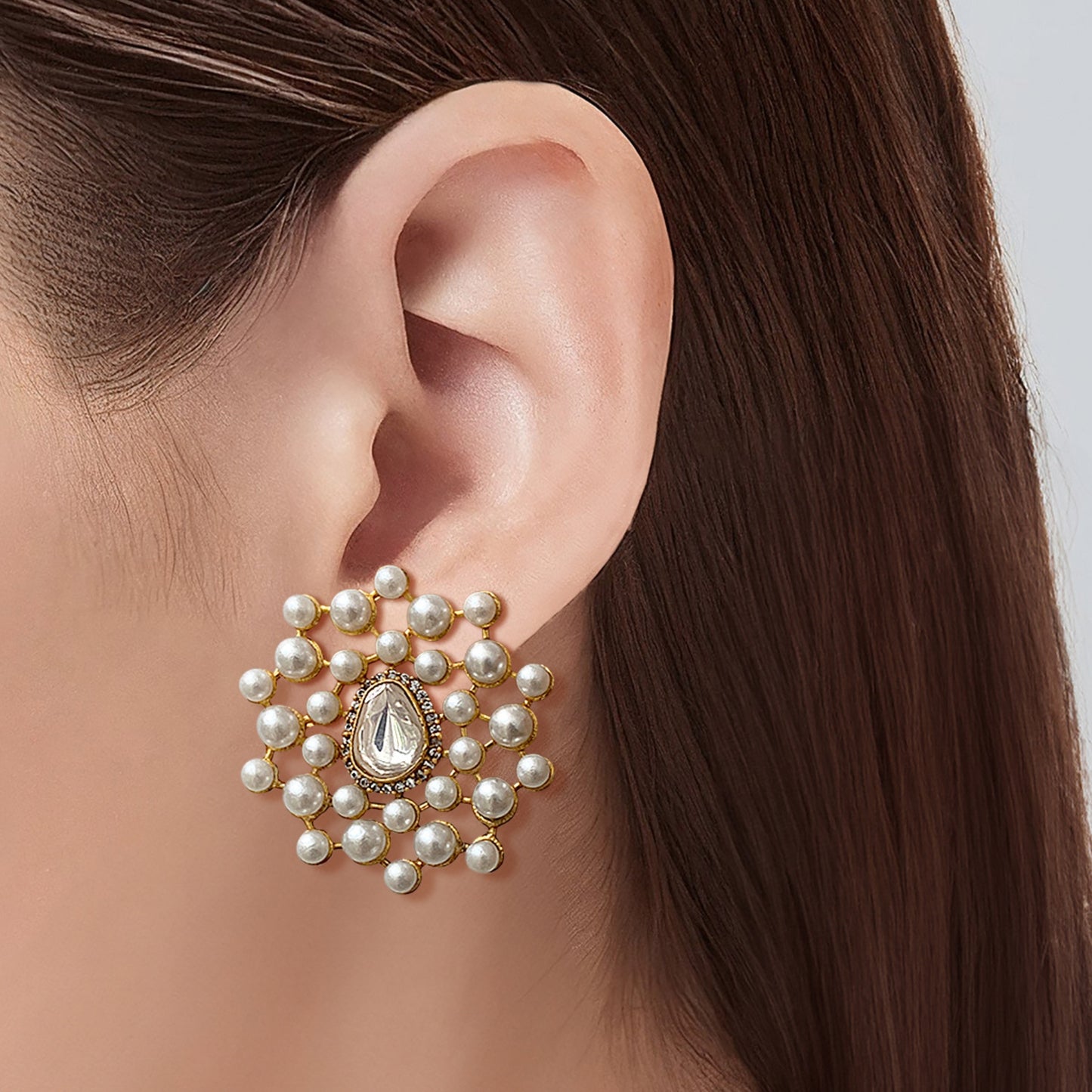 Polki & Pearl Studs