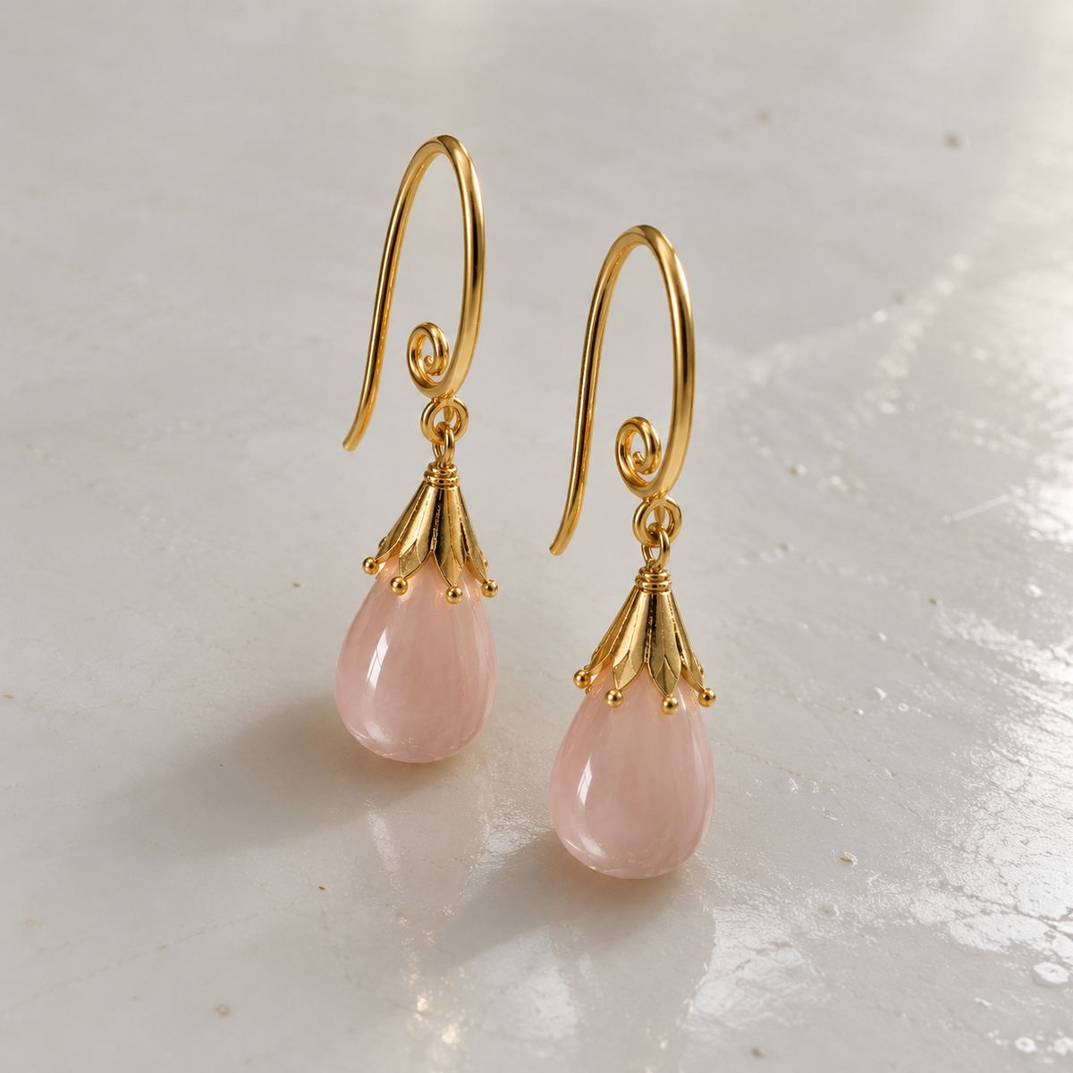 Rose Quartz Drop Earrings