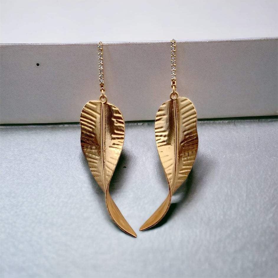 Bar Leaf Earrings
