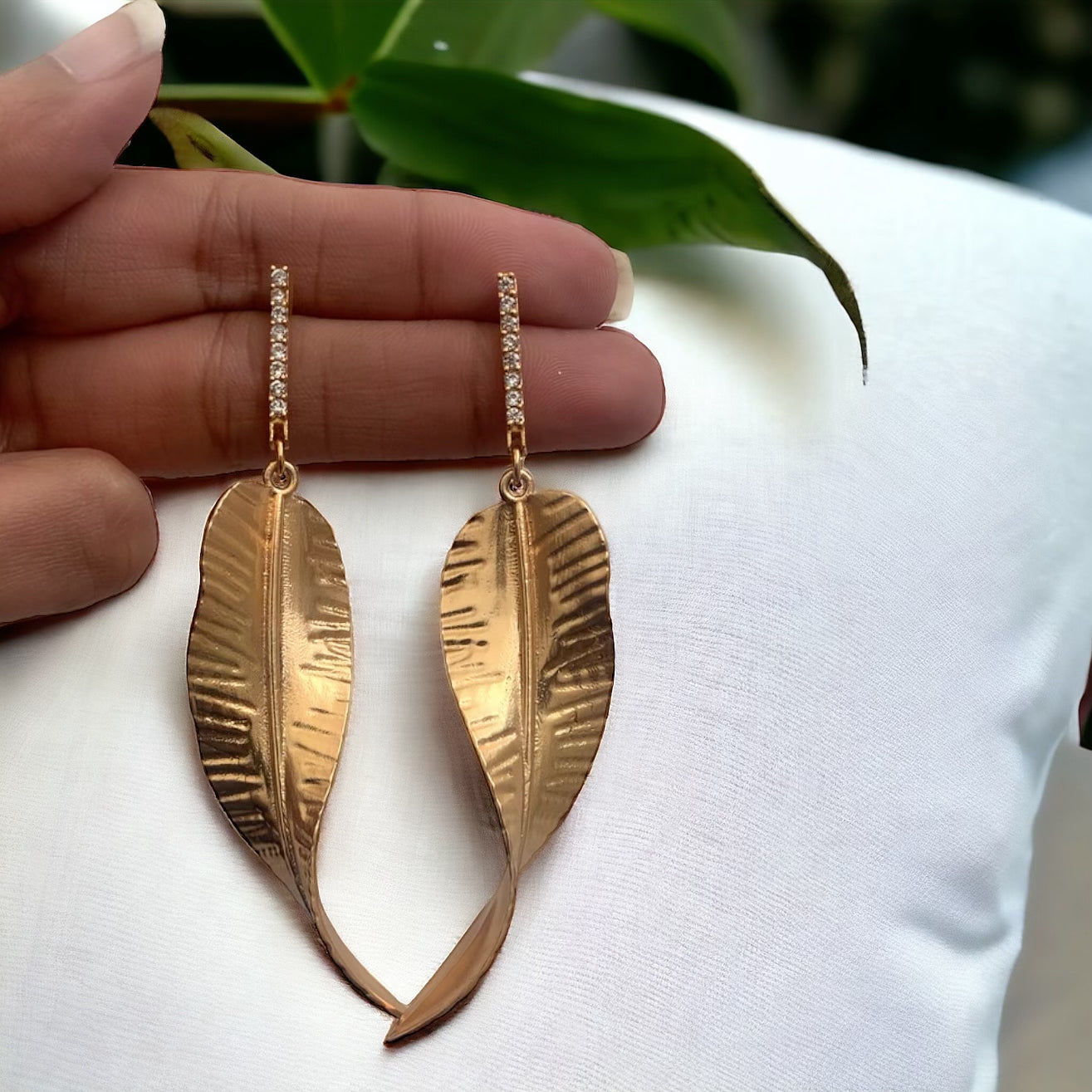 Bar Leaf Earrings