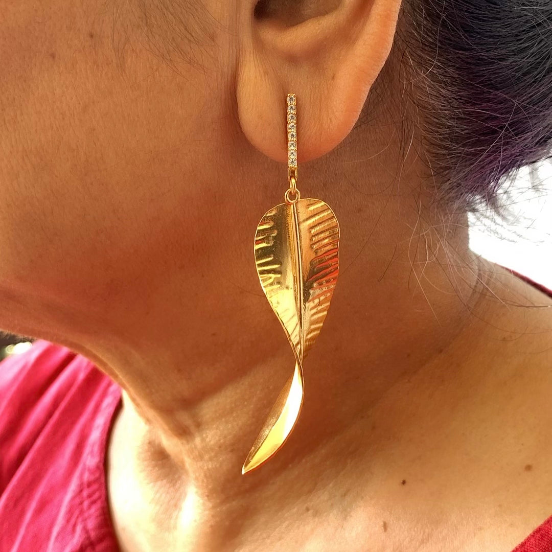 Bar Leaf Earrings