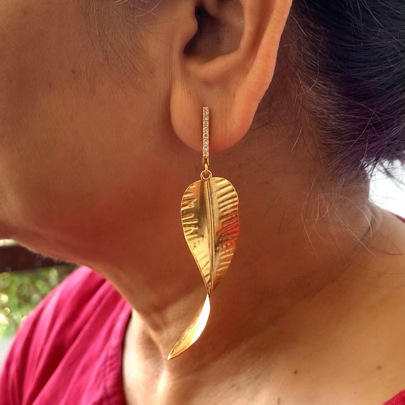 Bar Leaf Earrings