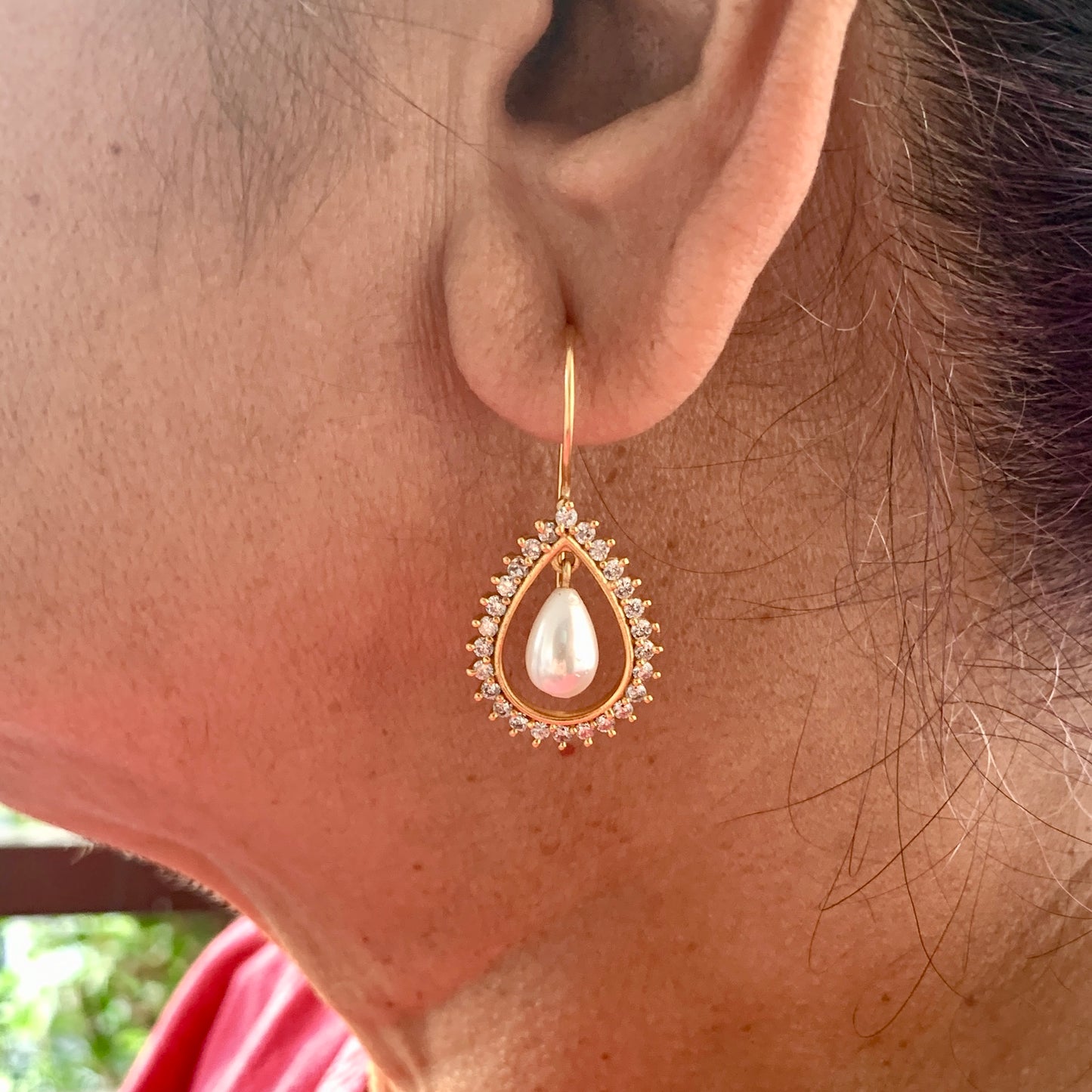 Bling Drop Pearl Earrings