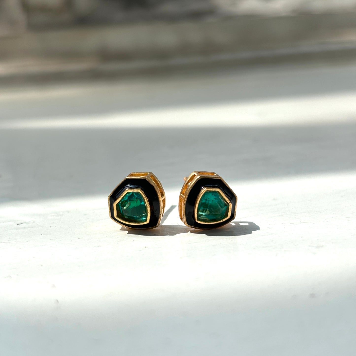 Emerald & Enamel Everyday Studs