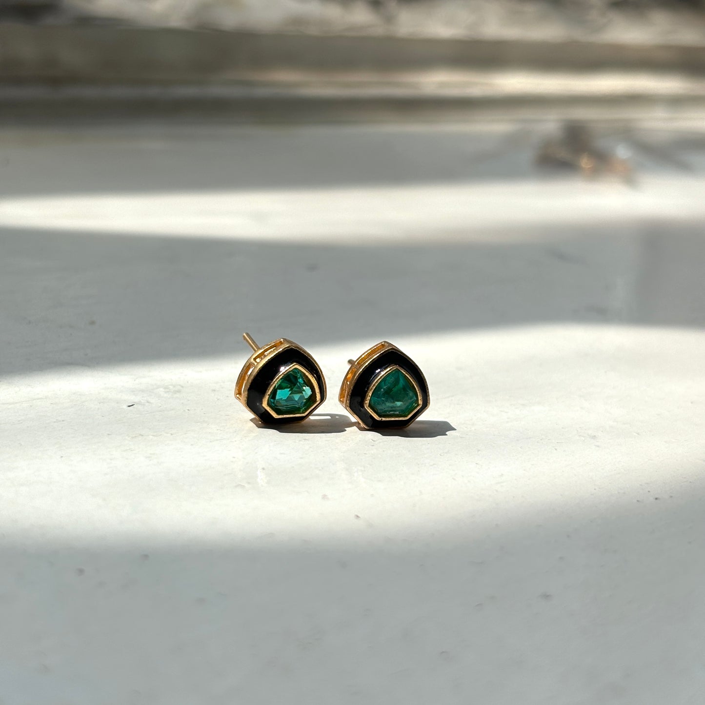 Emerald & Enamel Everyday Studs