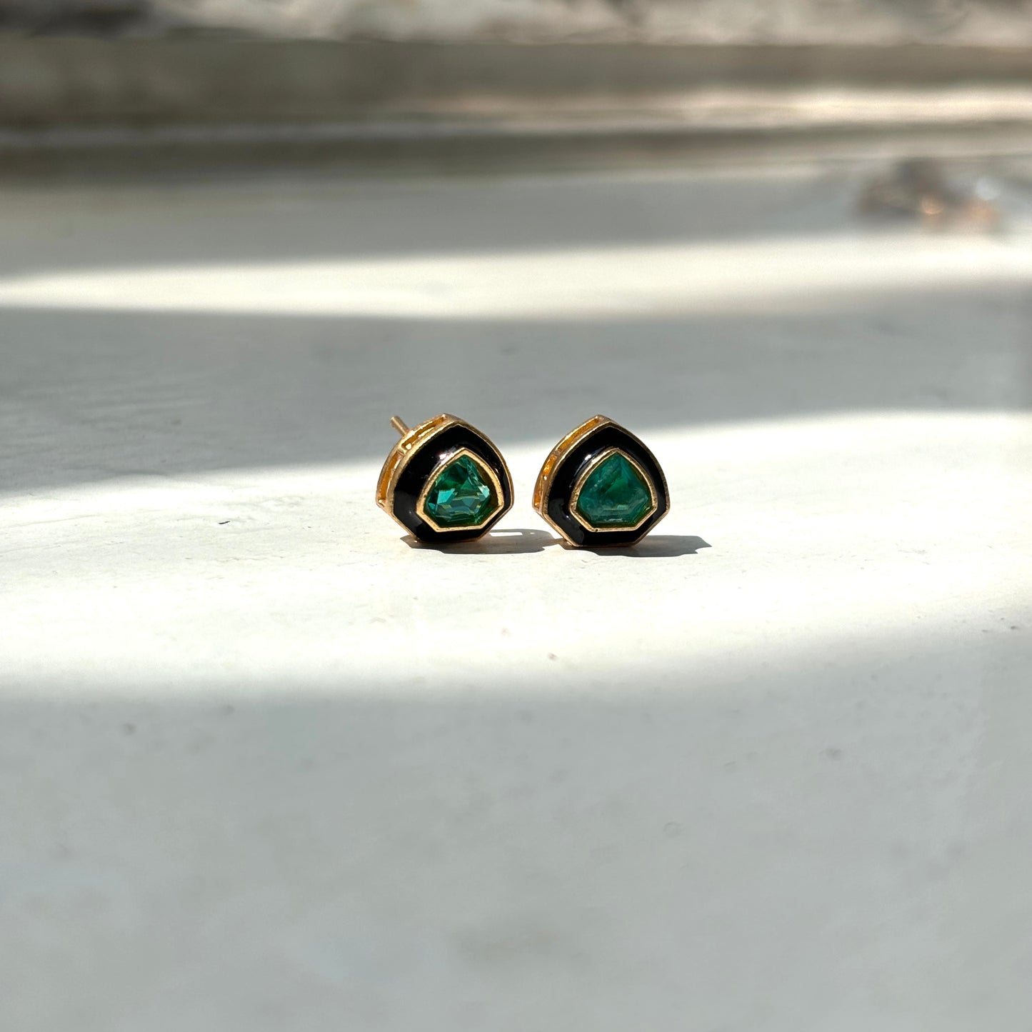 Emerald & Enamel Everyday Studs