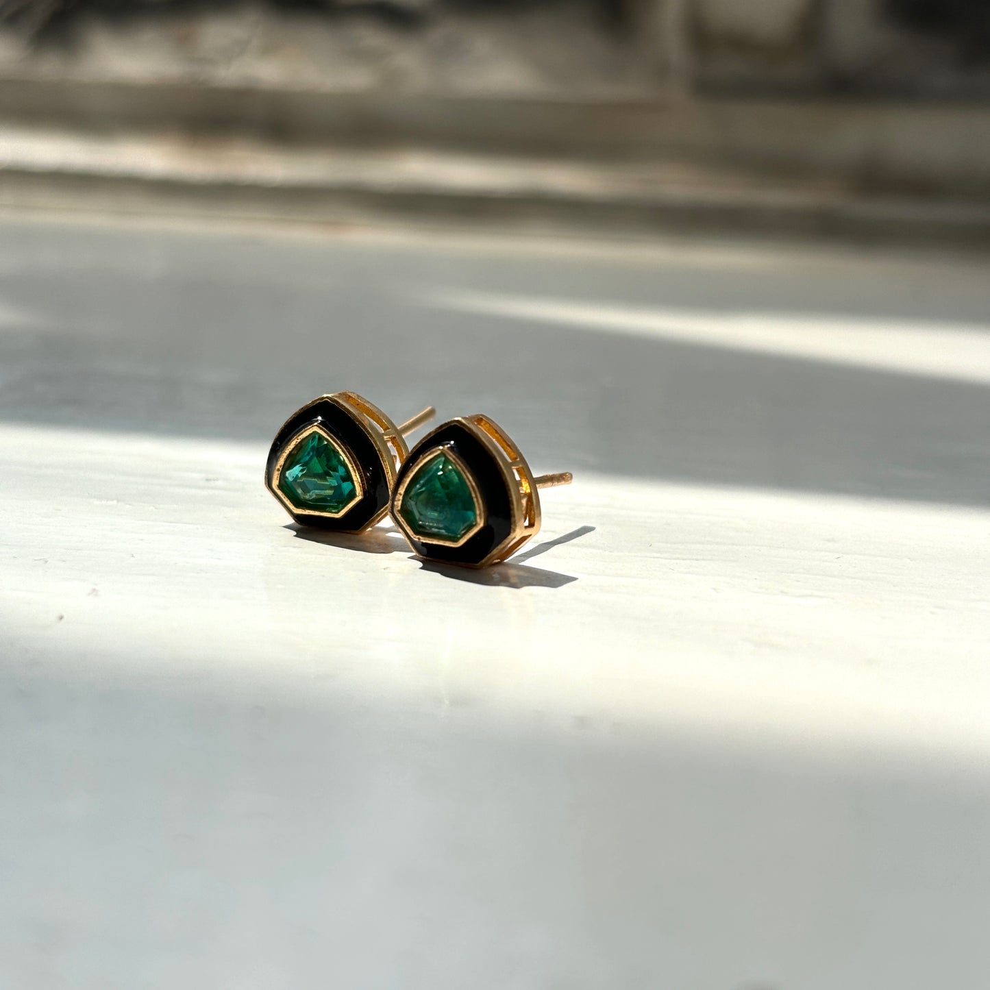Emerald & Enamel Everyday Studs