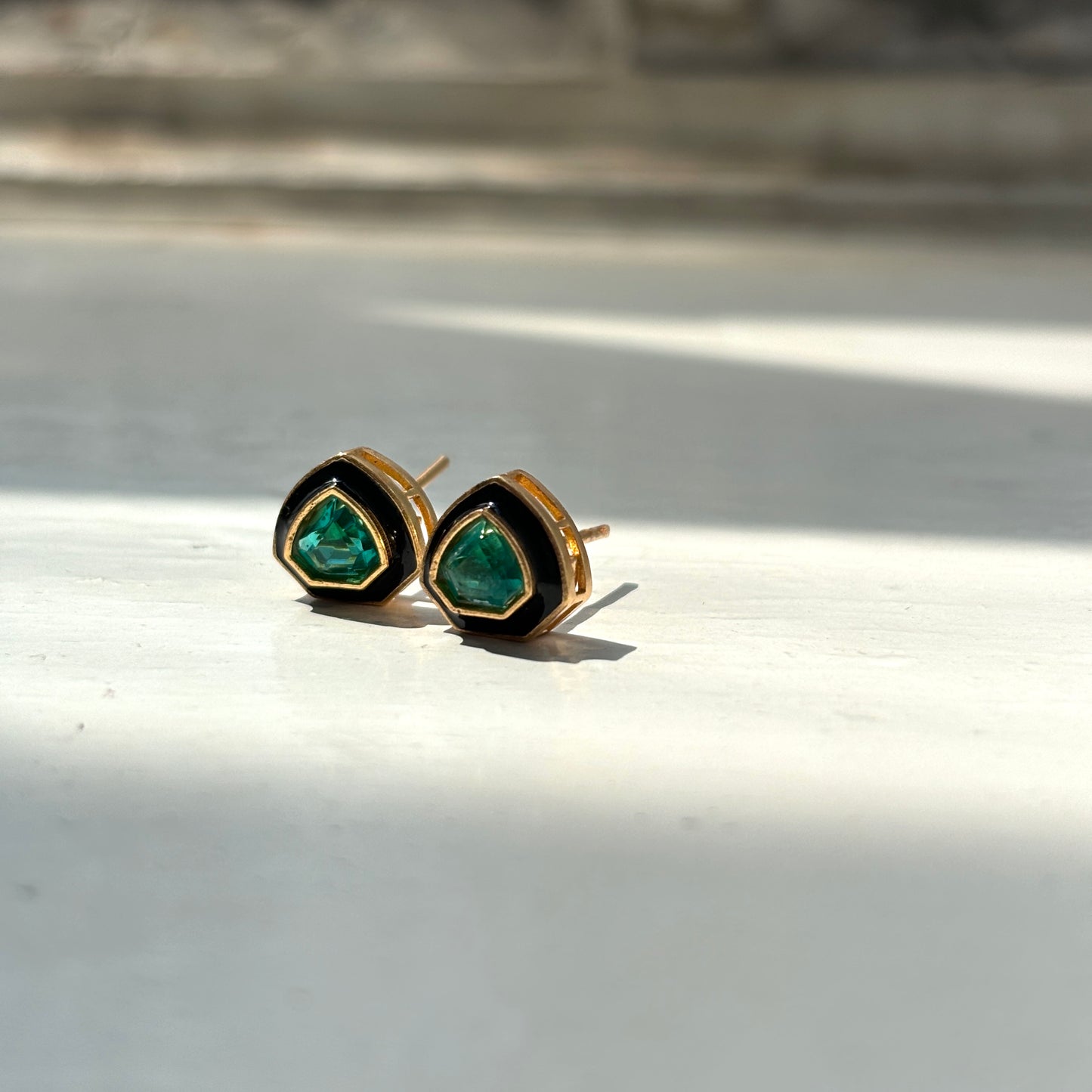 Emerald & Enamel Everyday Studs