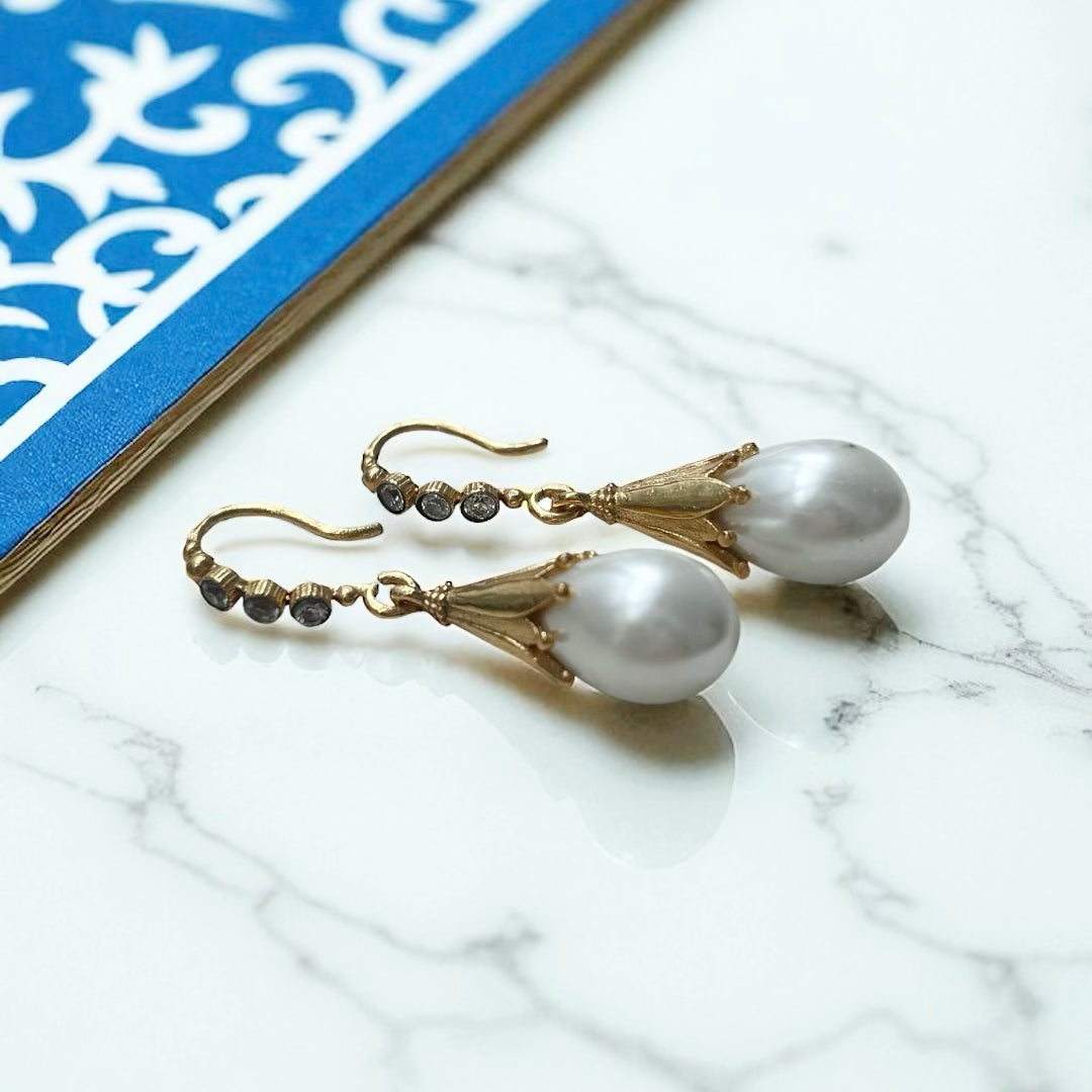 Zirconia Pearl Drop Earrings