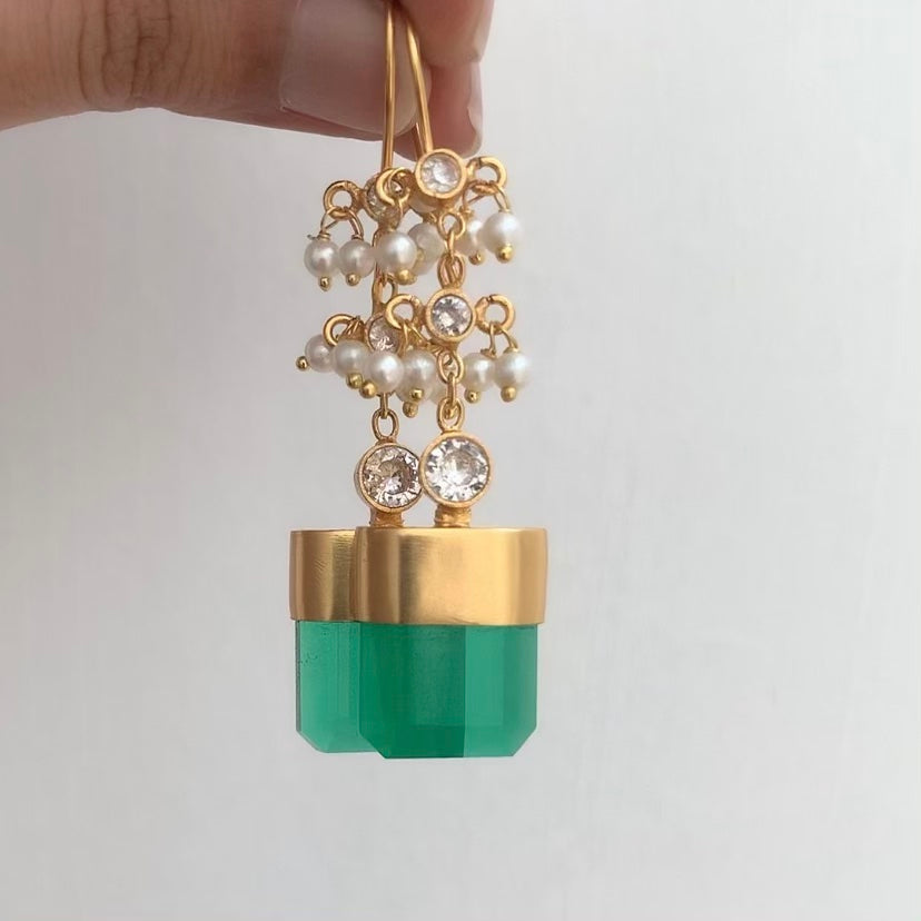 Green Chandelier Earrings