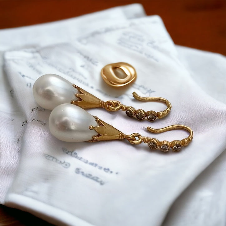 Zirconia Pearl Drop Earrings