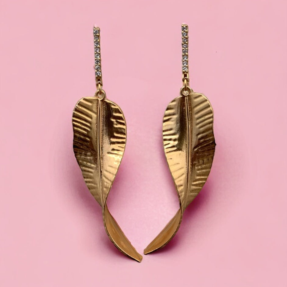 Bar Leaf Earrings