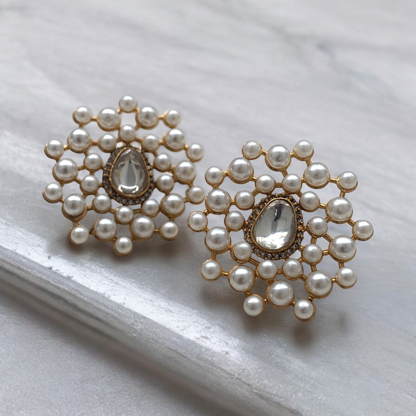 Polki & Pearl Studs