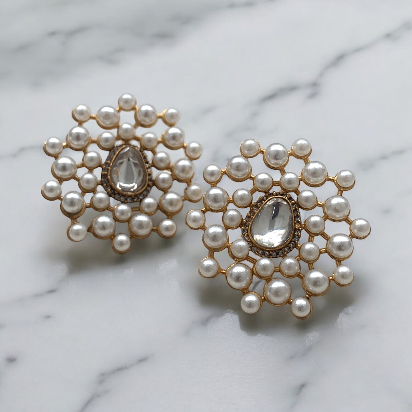 Polki & Pearl Studs