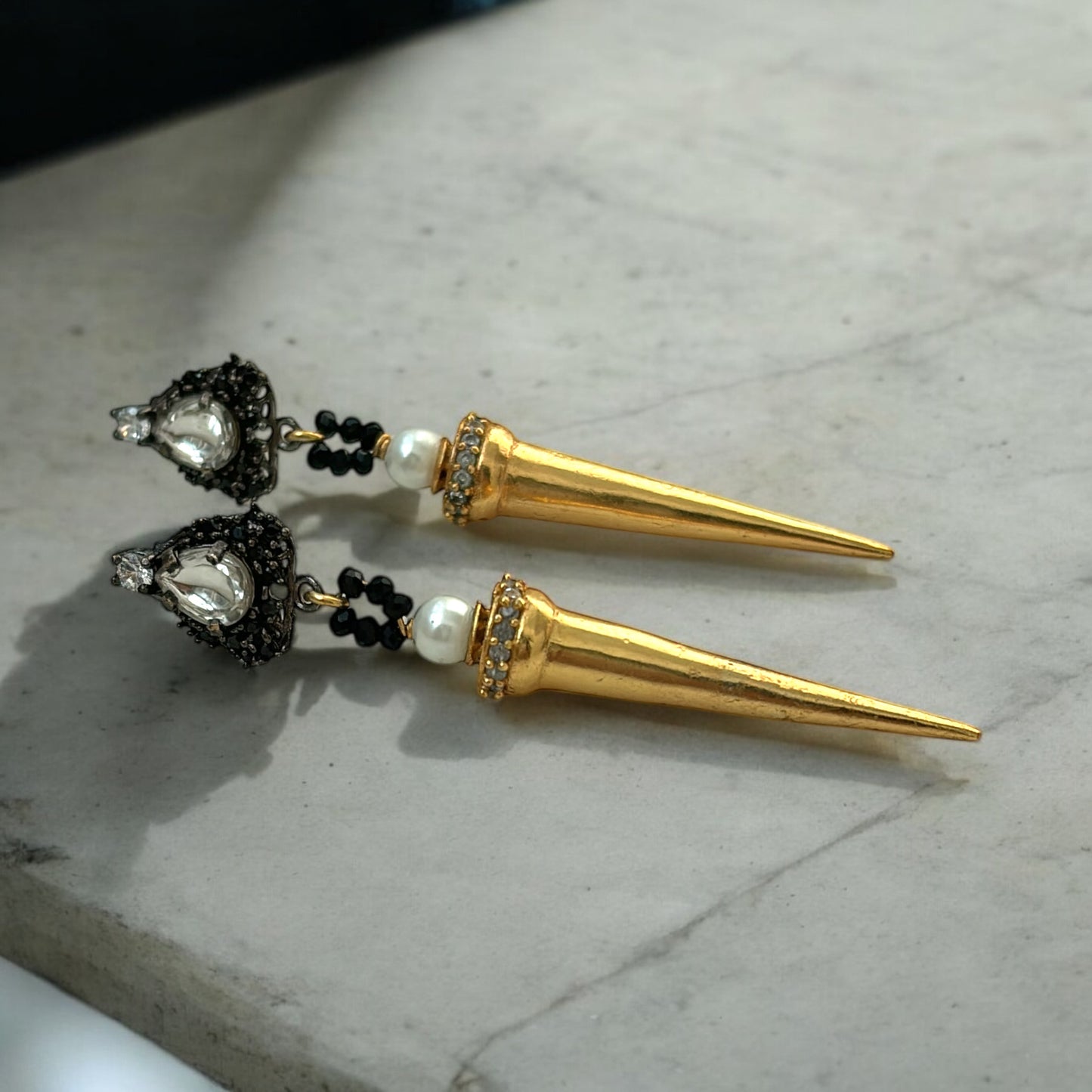 Black Zirconia Statement Earrings