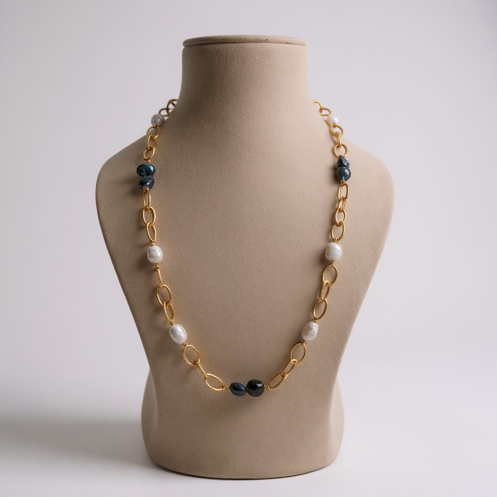 Contrast Pearl Necklace