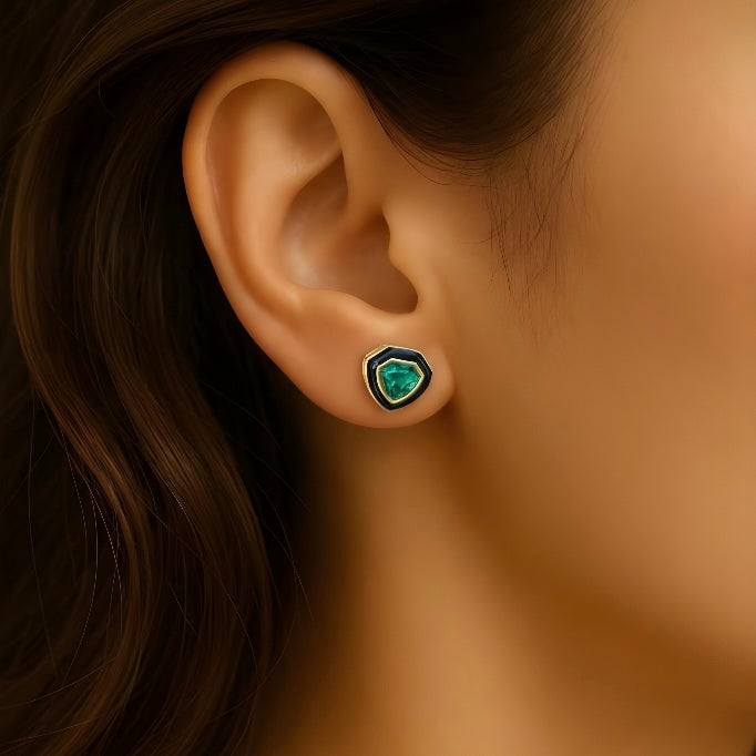 Emerald & Enamel Everyday Studs
