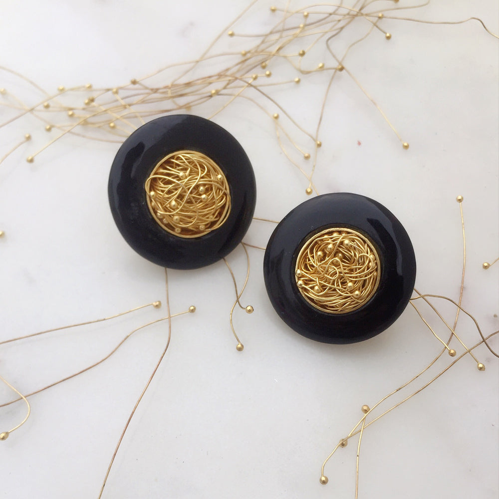 Black Onyx Mesh Earrings
