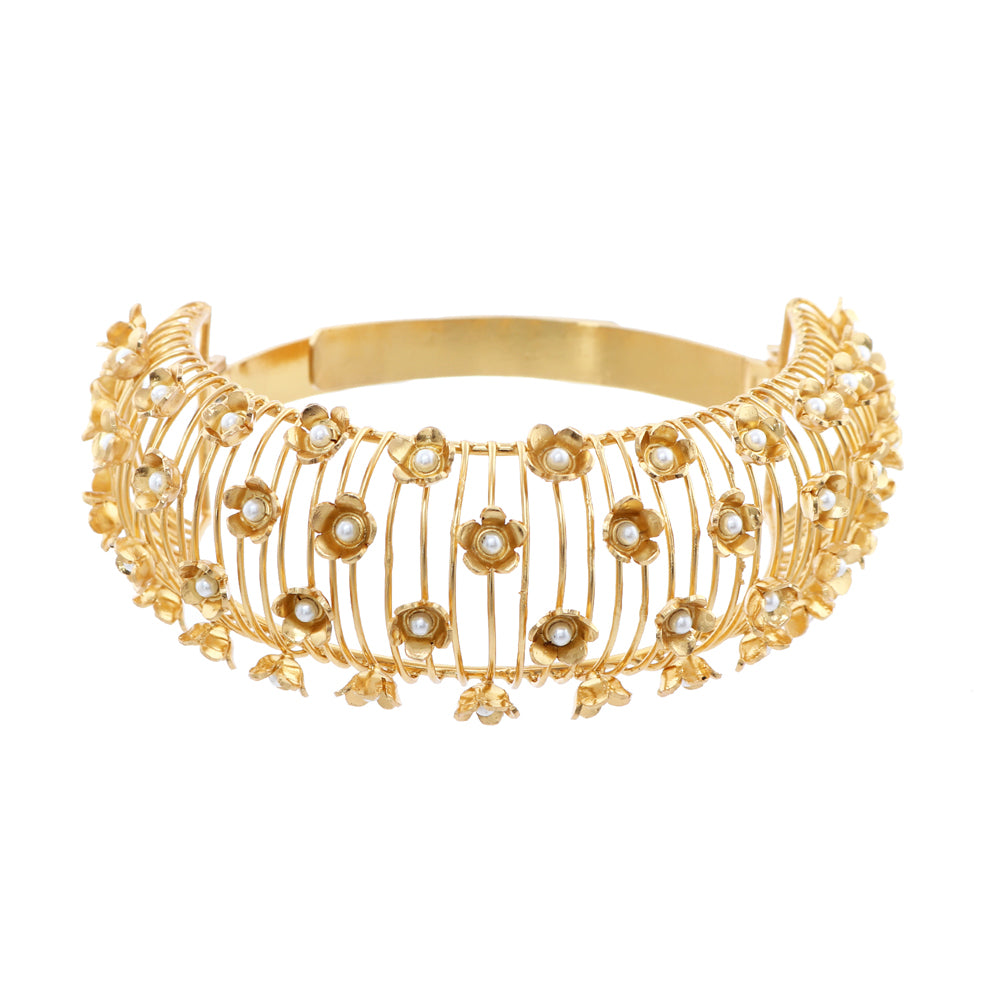 Floral Statement Choker Necklace in Gold