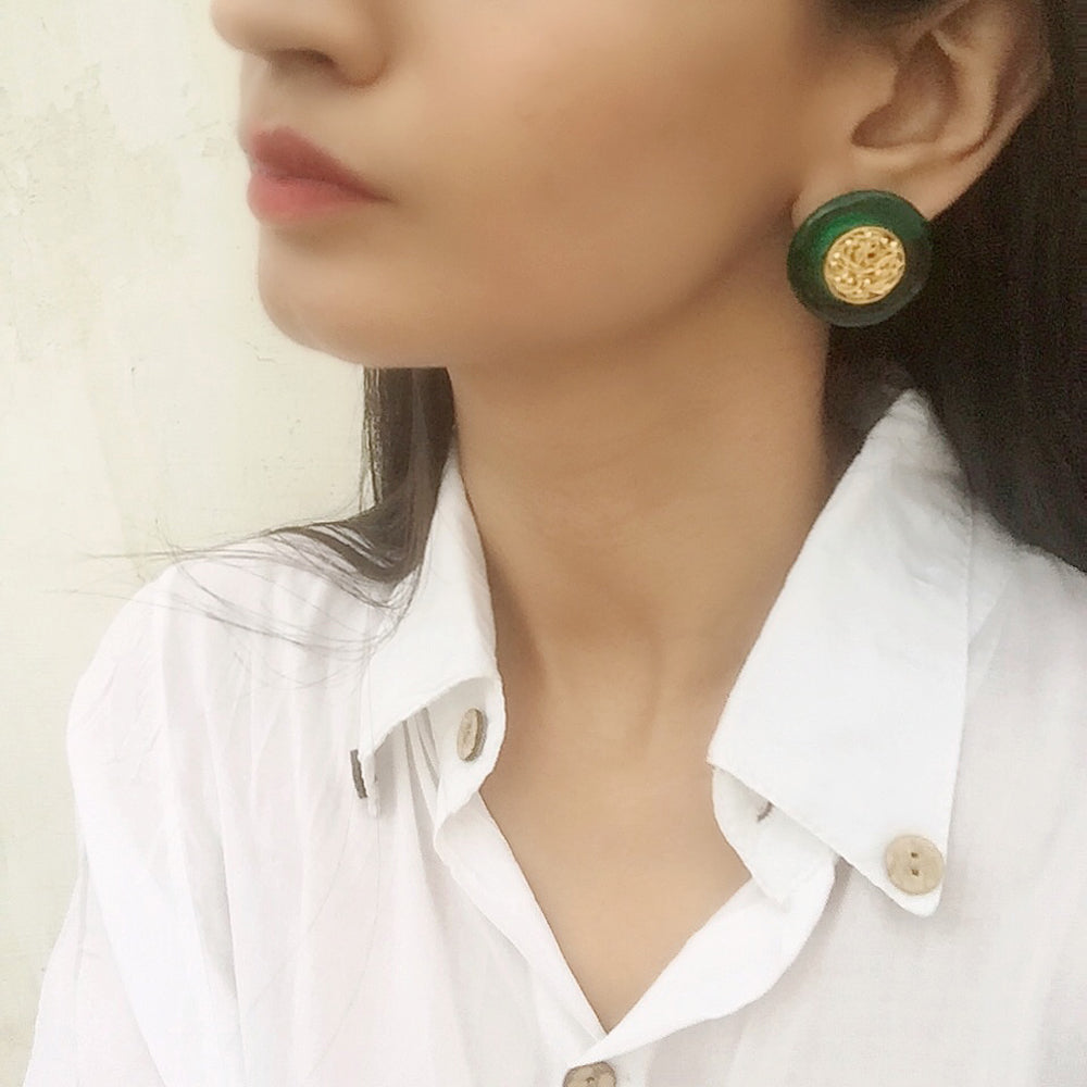 Green Onyx Mesh Earrings