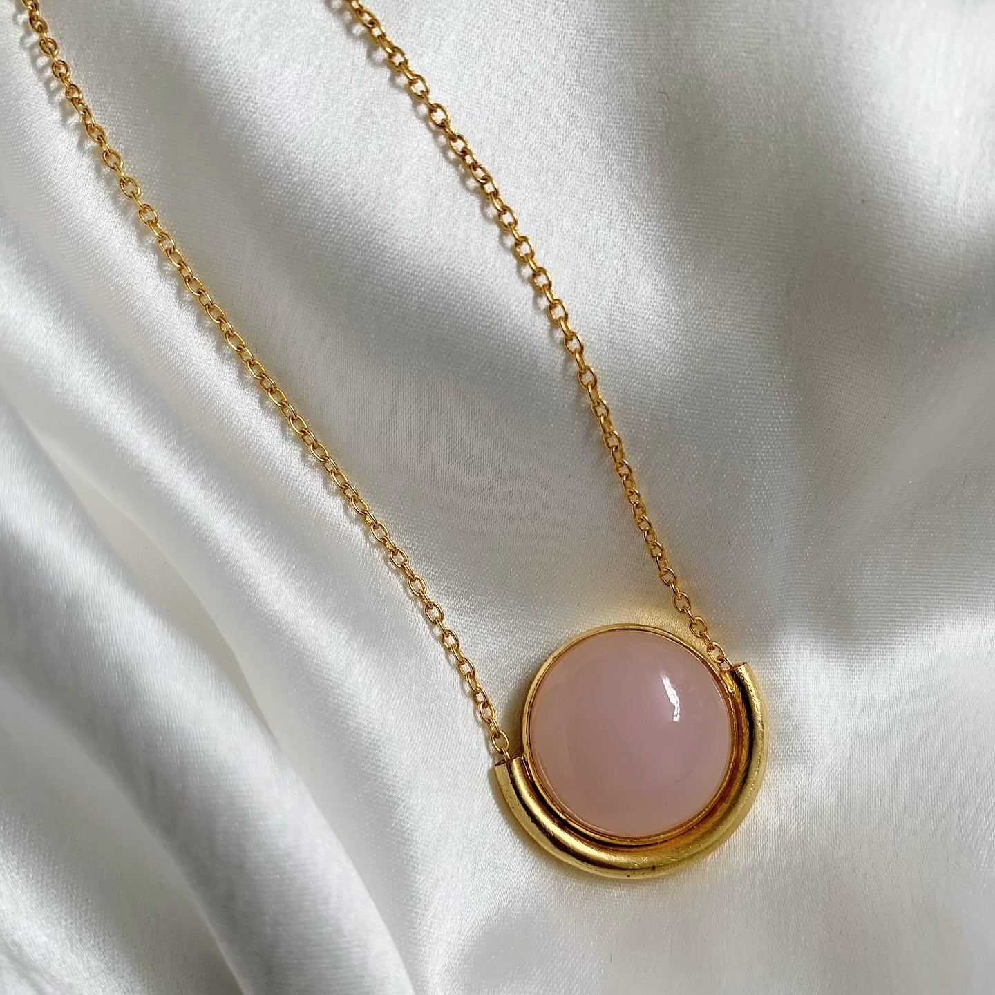 Half Rose Quartz Necklace