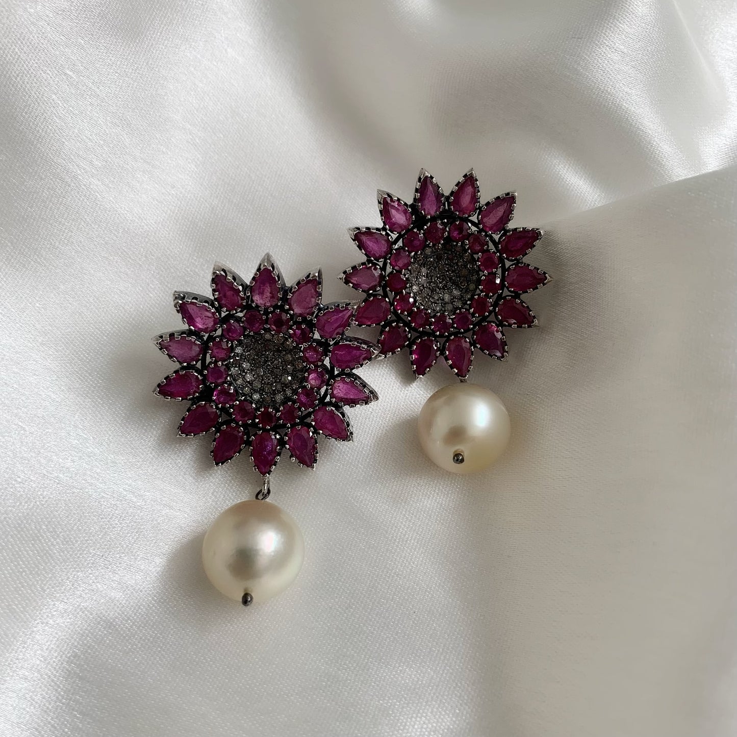Ruby & Diamond Studs