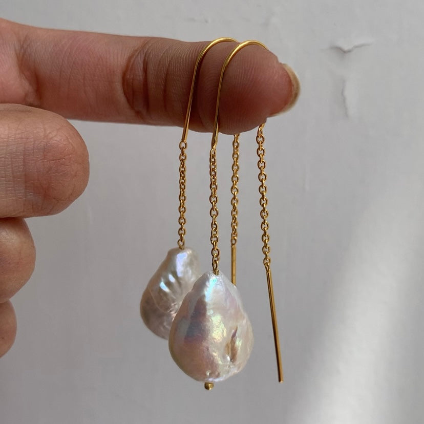 Baroque Pearl Threader Earrings