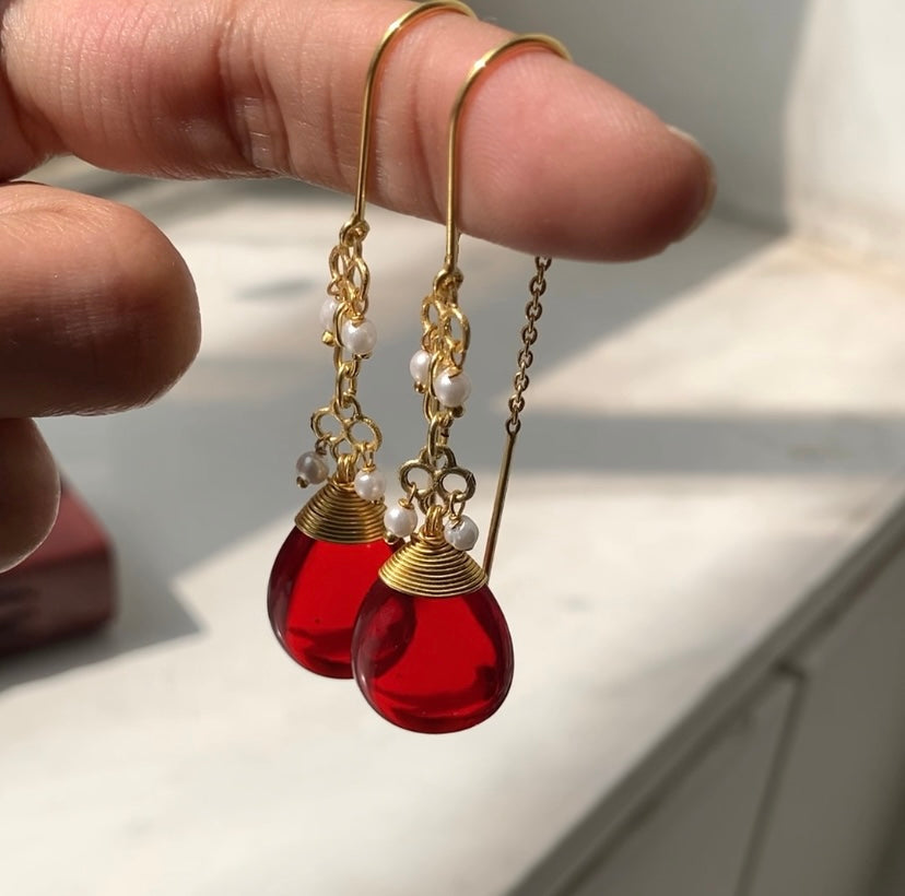 Corundum Threader Earrings