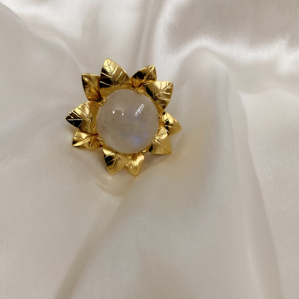 Moonstone Flower Ring