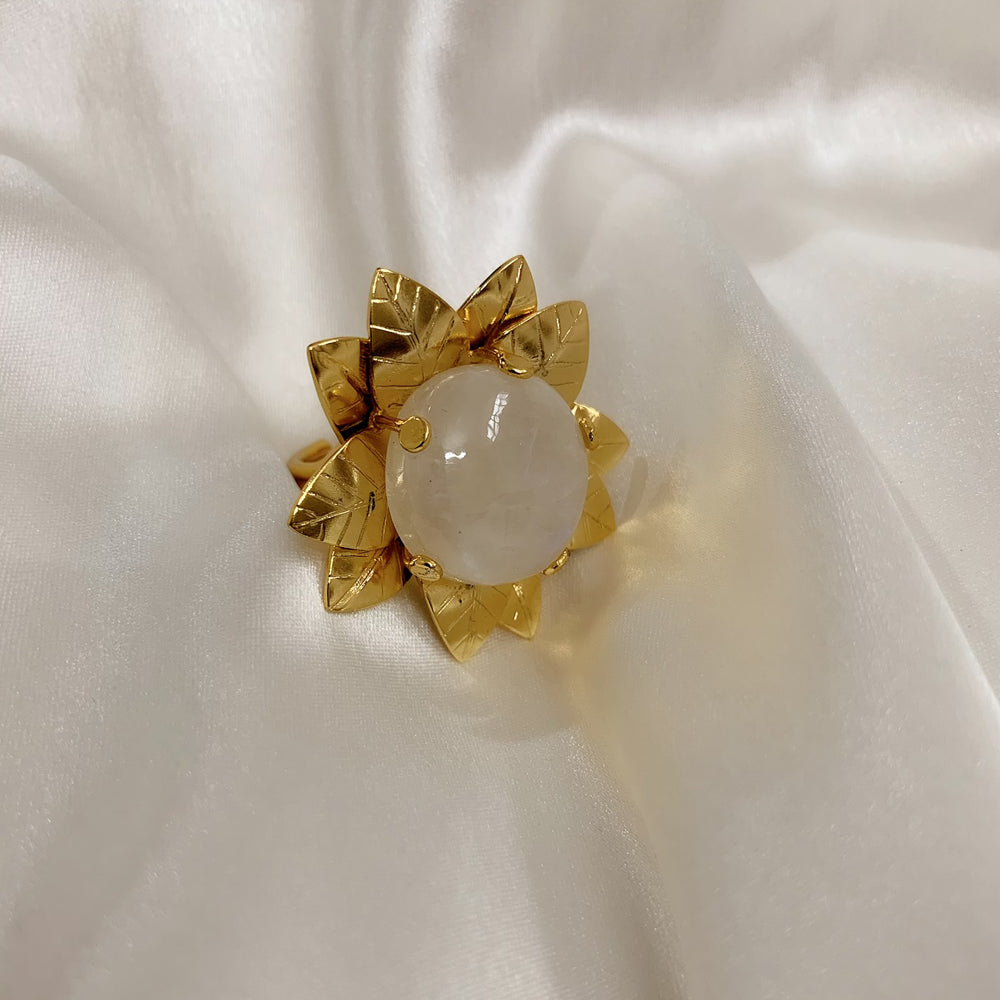 Moonstone Flower Ring