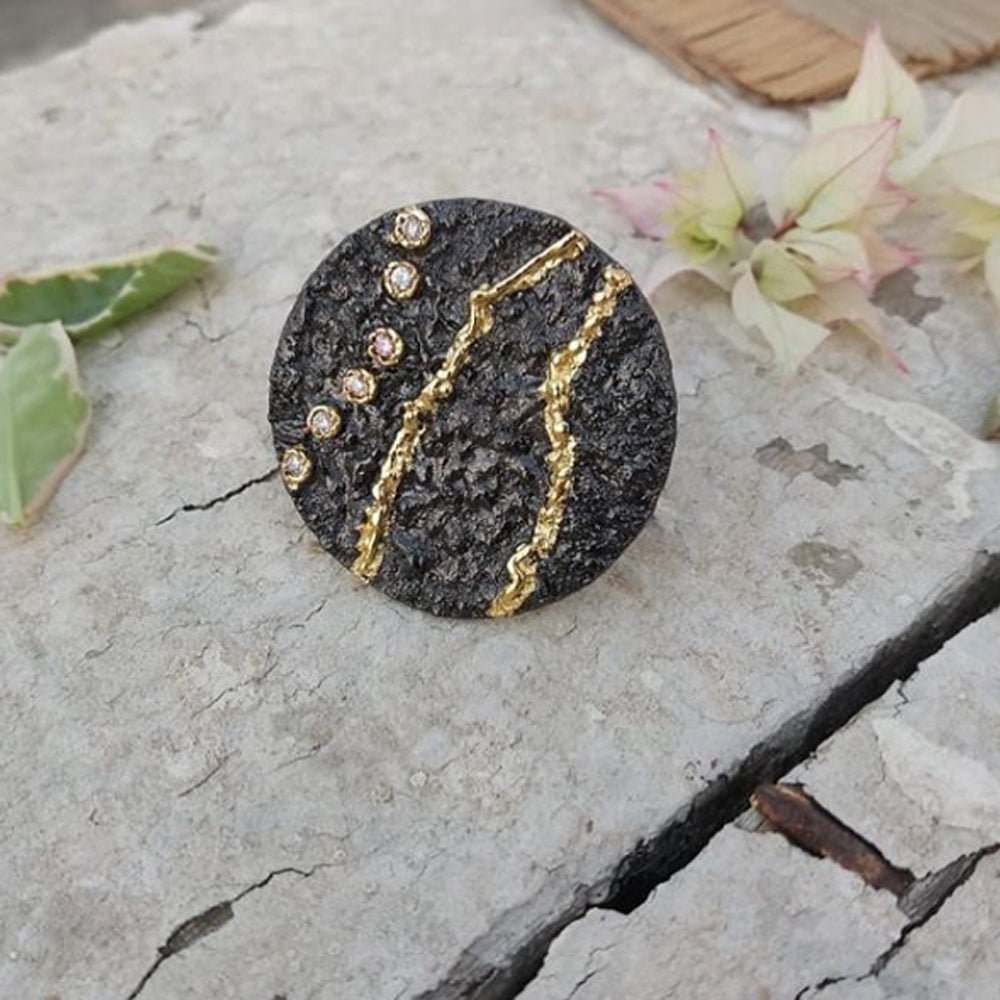 Multi Stone Lava Ring