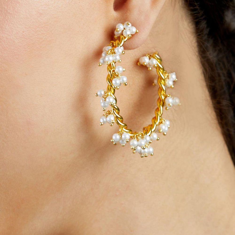 Pearl Cluster Hoops