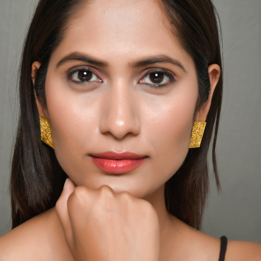 Square Mesh Stud Earrings