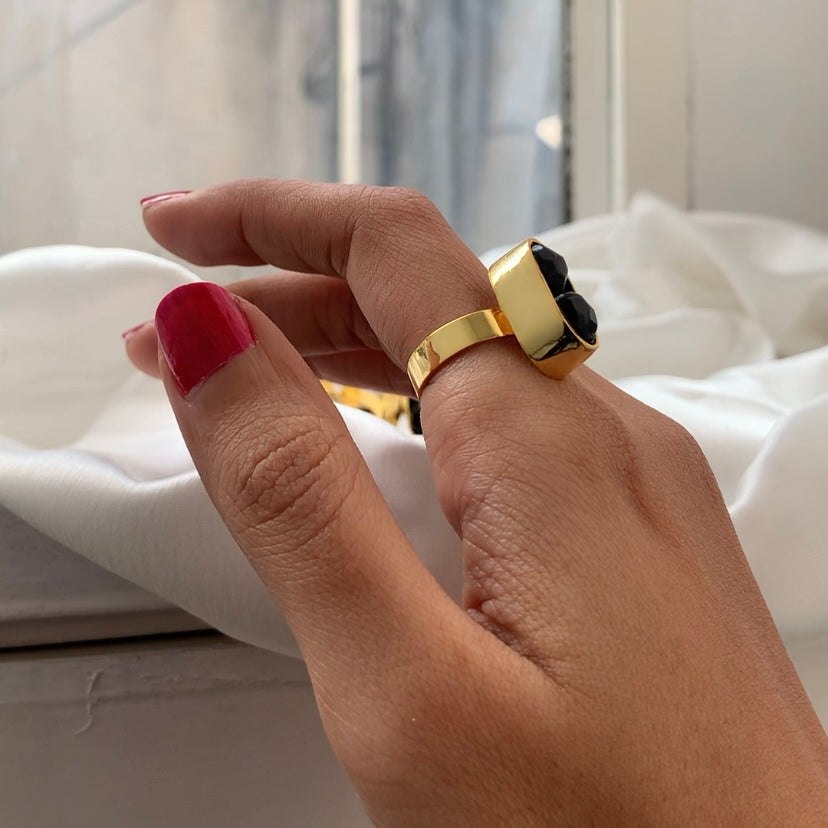 Black Onyx Bead Ring