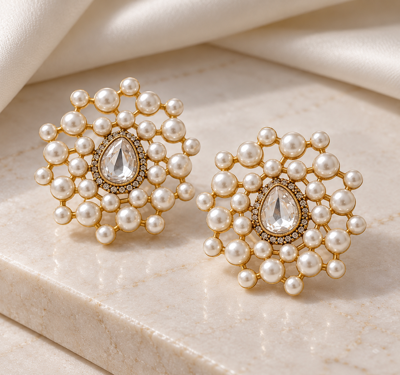 Polki & Pearl Studs
