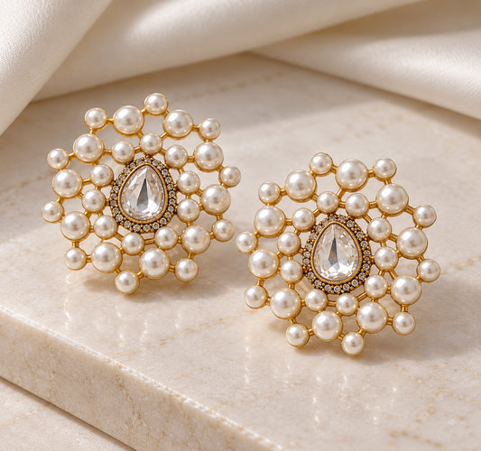 Polki & Pearl Studs