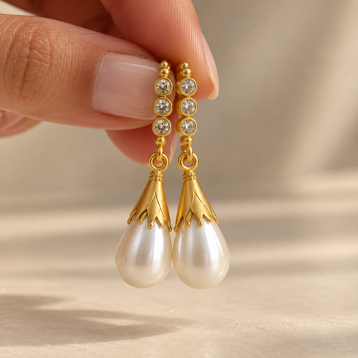 Zirconia Pearl Drop Earrings