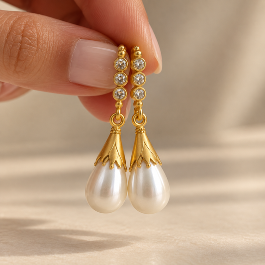 Zirconia Pearl Drop Earrings
