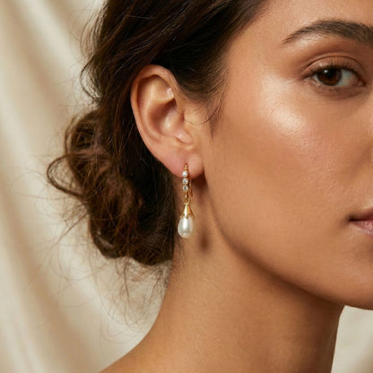 Zirconia Pearl Drop Earrings