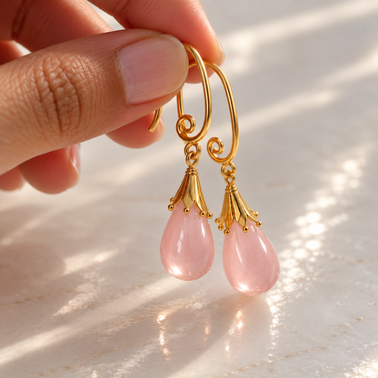 Rose Quartz Drop Earrings