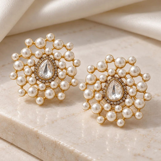 Polki & Pearl Studs