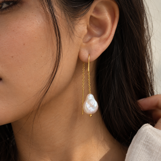 Baroque Pearl Threader Earrings