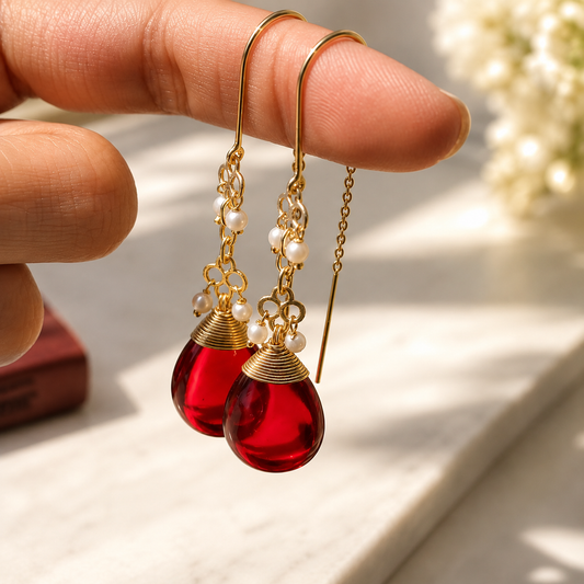 Corundum Threader Earrings