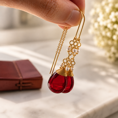 Corundum Threader Earrings