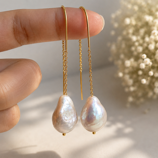 Baroque Pearl Threader Earrings