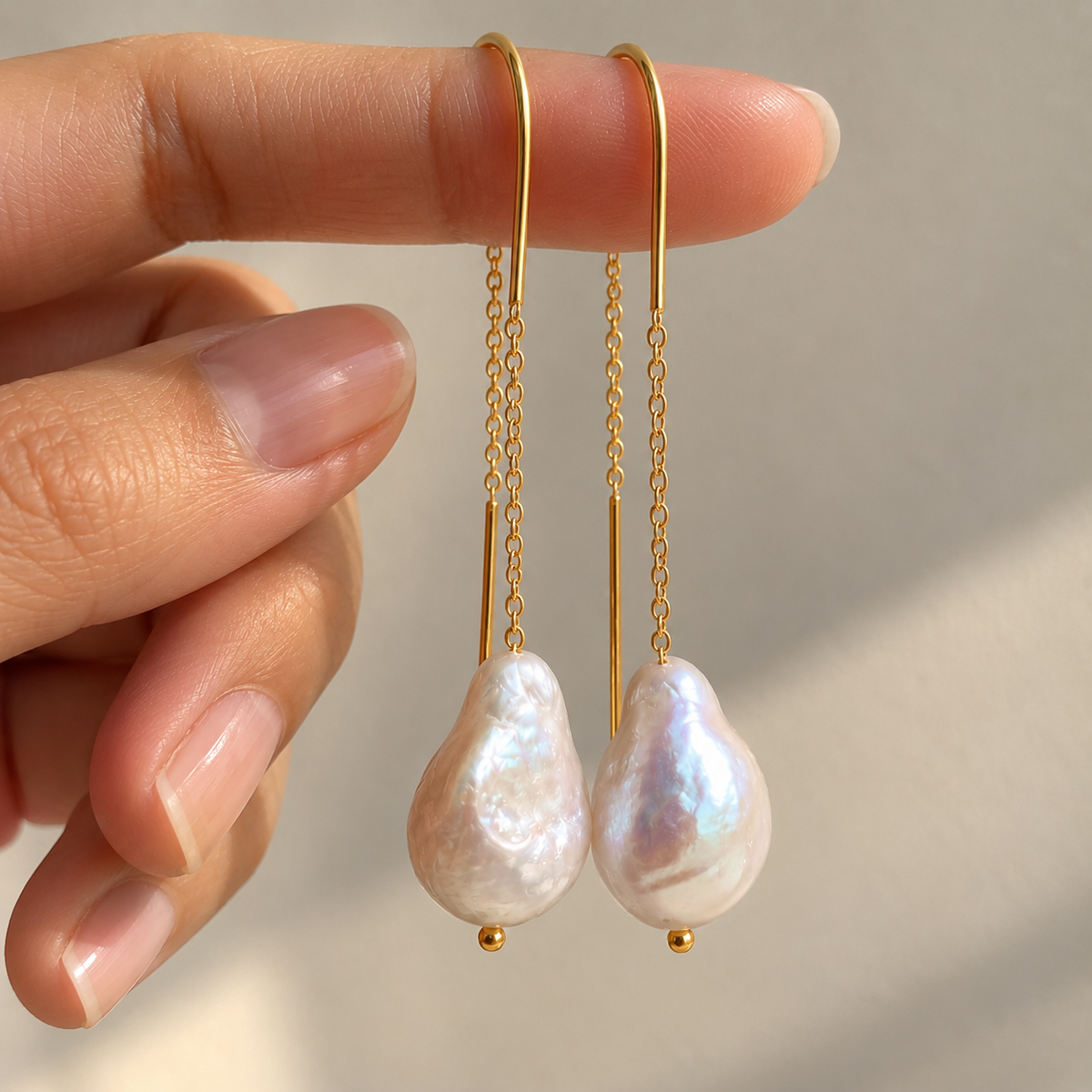 Baroque Pearl Threader Earrings