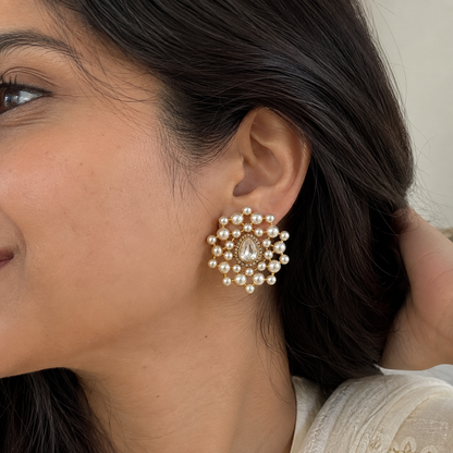 Polki & Pearl Studs