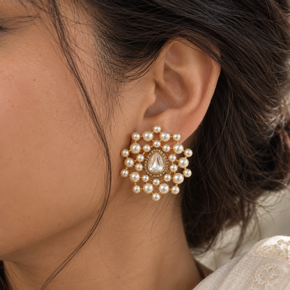 Polki & Pearl Studs