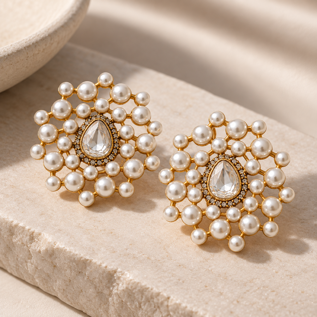Polki & Pearl Studs