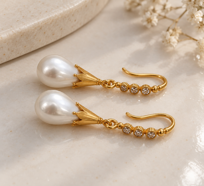 Zirconia Pearl Drop Earrings